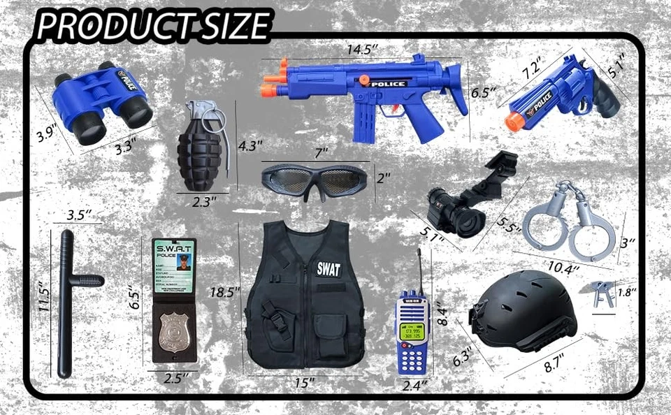 Disfraz de oficial de policía SWAT para niño - Chaleco y casco, regalo de Halloween/Navidad Foto 4 de 4