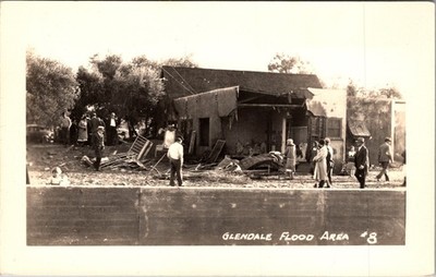 Glendale Flood Area 8 California Real Photo Disaster Postcard