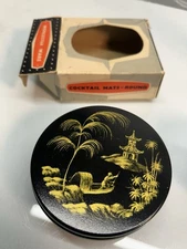 Vintage MCM Worcester Ware Coasters New In Box Set Of Six Round Cocktail Mats