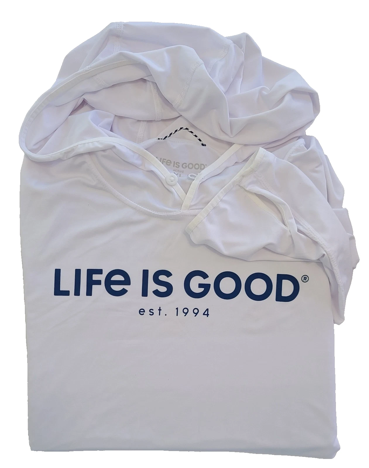 Life Is Good LS Active Hooded Tee LOGO Moister Wicking UPF 50 Mens XL Chest51in