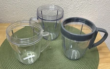 3 NutriBullet Magic Bullet Replacement Cups With 1 Handle Clear 18oz