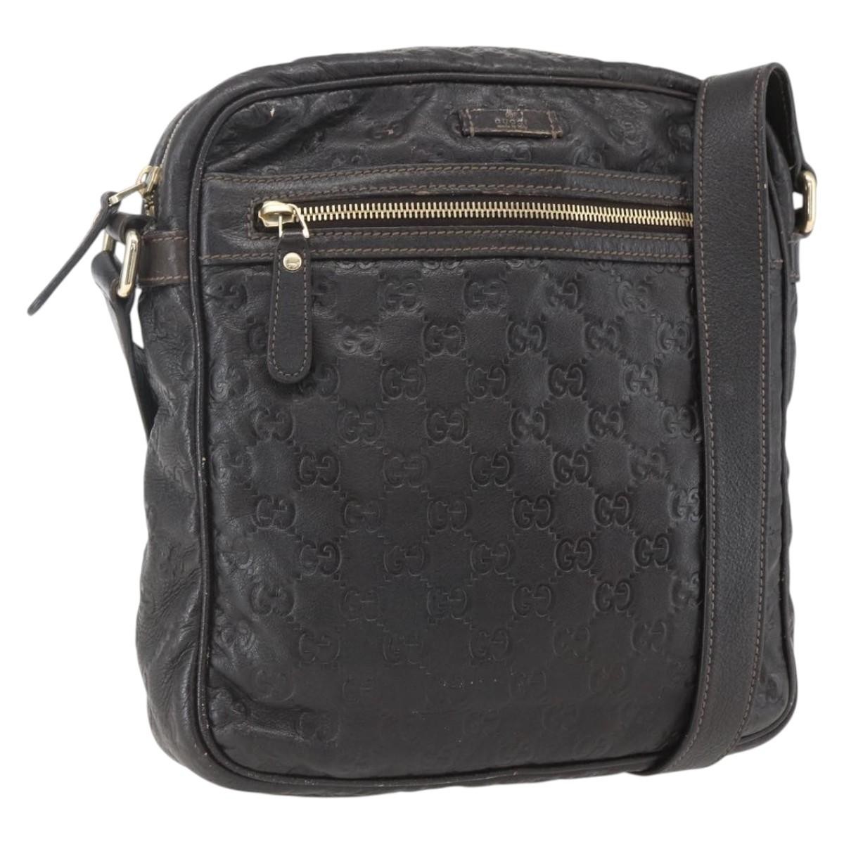 GUCCI Guccissima GG Canvas Shoulder Bag Leather Brown Gold 201448