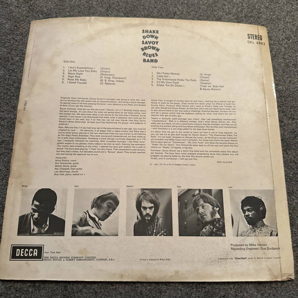 Savoy Brown Blues Band – Shake Down SKL.4883 Vinyl,LP,Album ,1st UK STEREO Press - Image 4 of 4