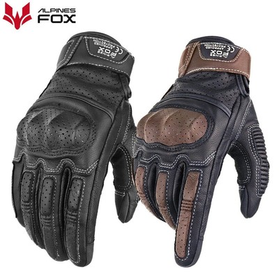 Motorradhandschuh aus perforiertem Pu-Leder Retro Sommer Unisex, Motocross...