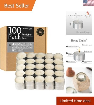Crafted in : 100 Unscented Tealight Candles - Perfect for Any Event