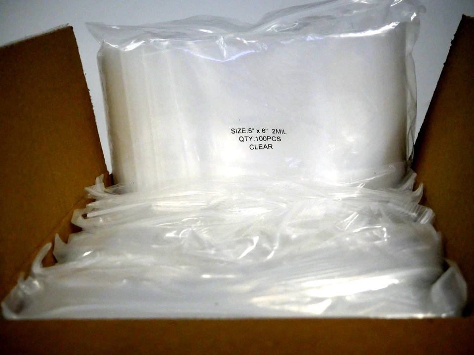 1000 Clear Zip Seal Plastic Bags  Zip Top Lock Reclosable Baggies – 2 Mil (5x6) - Image 2 of 4