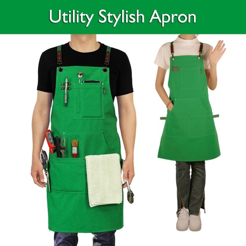 5 Pack Kitchen Apron, Work Apron, Canvas, Multiple Pockets, Gardening, Painti... - Picture 2 of 6