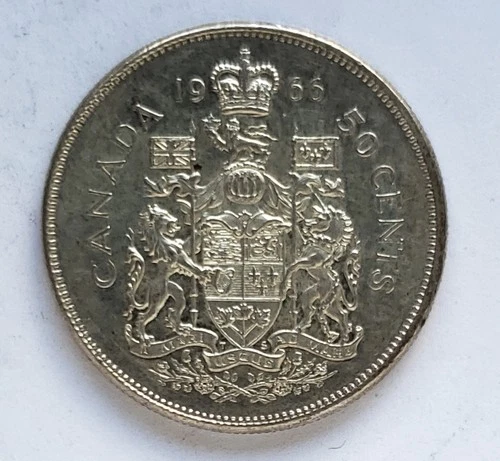 1966 CANADA SILVER 50 CENT - AU50 - QUEEN ELIZABETH II HALF DOLLAR #662