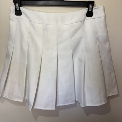 Pleated Tennis Skirt Size L White Athletic Sports Competition