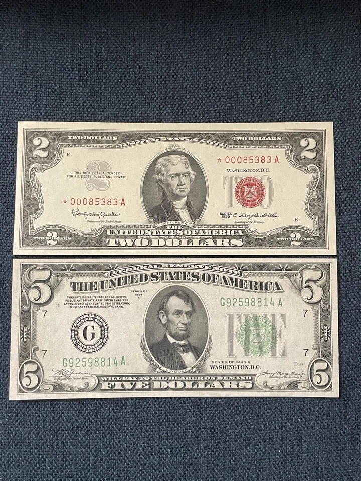 1953A $2 Red Seal Star Note + 1934A $5 Silver Certificate – Rare Pair! - Image 2 of 3
