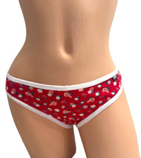 VICTORIA'S SECRET PINK PANTIES RED FLORAL BIKINI UNDERWEAR MEDIUM NEW