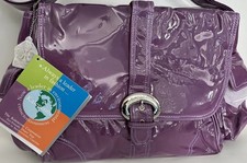 Kalencom Diaper Bag Laminated Buckle Purple Corduroy w/ Changing Pad New w Tags