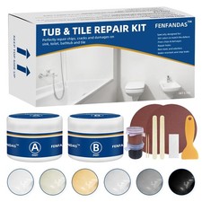 Tub and Fiberglass Shower Repair Kit White, 3.7oz Porcelain Tile Repair Kit, ...