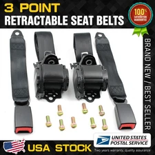 Retractable 3 Point Seat Belt Car Auto Vehicle Adjustable Safety Belt Strap Kit