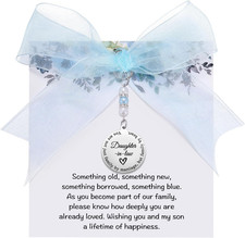 Something Blue Gift for Bride, Wedding Day Bridal Blue Pearl Angel Wings Bouquet