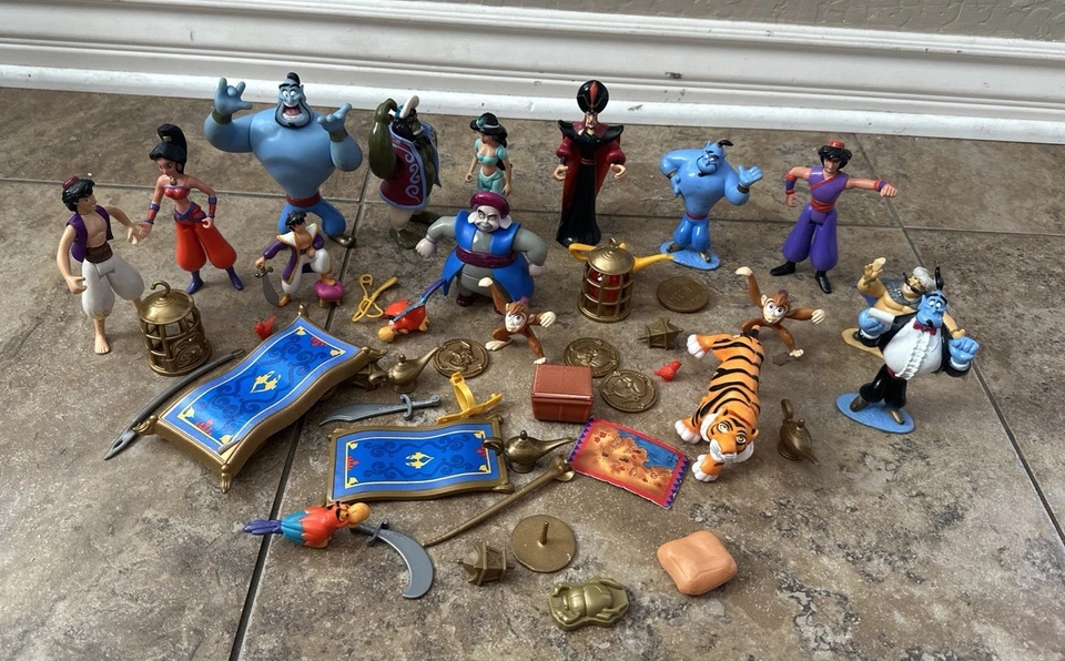 Lote de figuras de acción de colección Disney Aladdin juguete 1992 Genie Jasmine Tiger Jafar Abu Foto 2 de 4