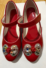 Mädchen Mary-Jane Schuhe Rot Lackleder flach...