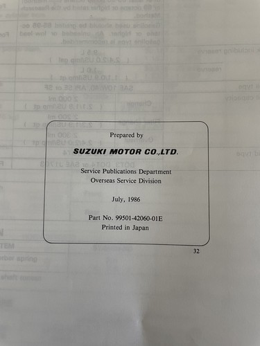 Suzuki 1987 LT230S LT-230S LT 230 S Supplementary Service Manual 99501-42060-01E - Bild 3 von 3