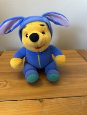 Disney Winnie the Pooh Easter Plush Stuffed Animal Toy 1996 Blue Bunny Outfit