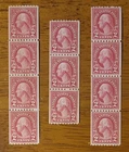 New ListingVintage US Stamp #606 Washington Coil Pairs - Lot Of 3 Strips MNH OG - CV $9.30