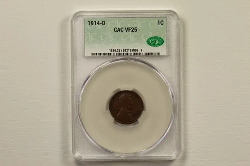 1914-D Lincoln Cent CAC VF25