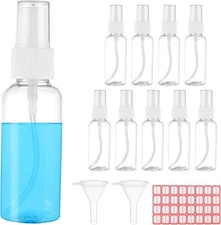 Spray Bottles 2oz/50ml Clear Empty Fine Mist Plastic Mini Travel Bottle 10 Pack
