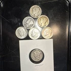 Mercury Dimes Lot of 7 Silver 10C Coins including Roosevelt Dime, Mixed Dates