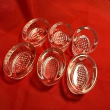 Six Oval 2 inch Open Salts, Salt Cellars With waffle Texture Base