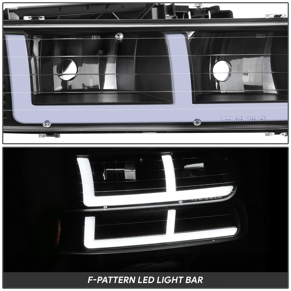 Faros delanteros LED DRL negros para 99-02 Silverado 00-06 Suburban Tahoe Foto 4 de 4