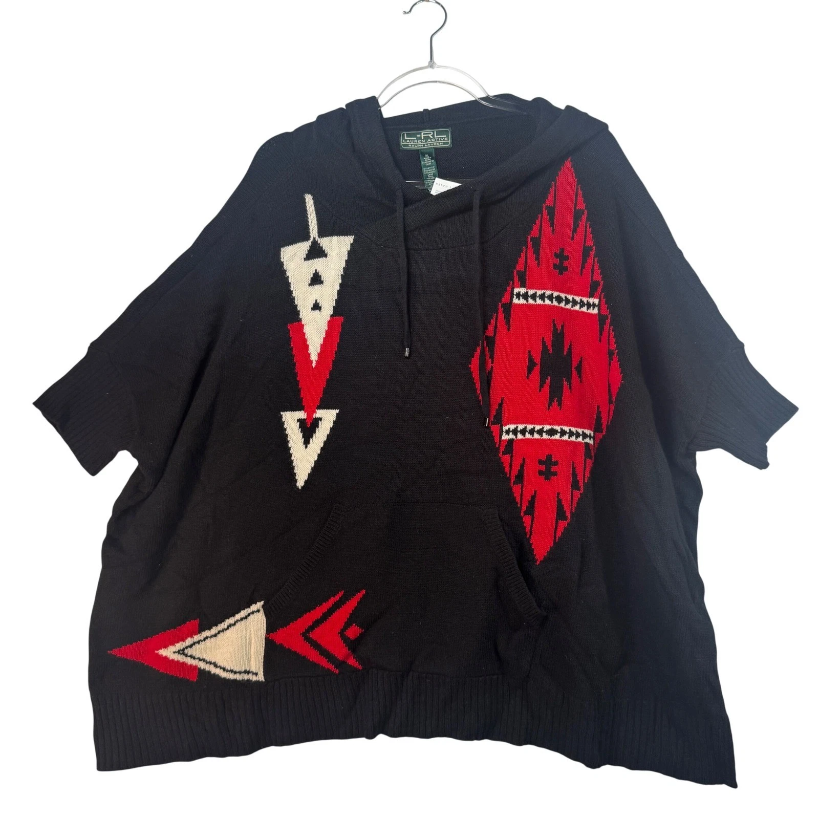 Lauren Ralph Lauren Southwest Tribal Wool Blend Hooded Poncho Sweater Black XL
Opens in a new window