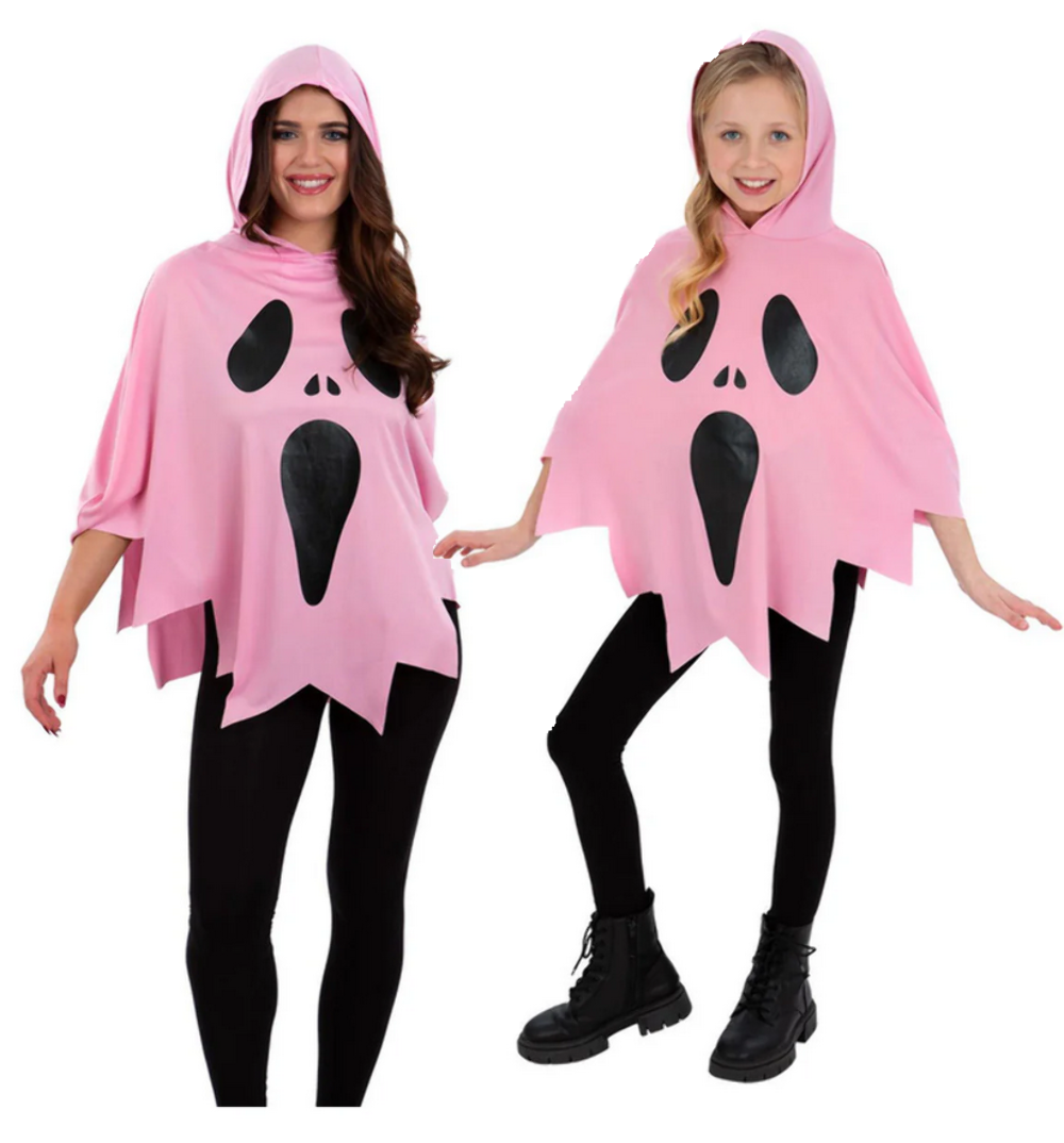 Pink Ghost Poncho Costume for Adults Pink Ghost Poncho Costume for Adults