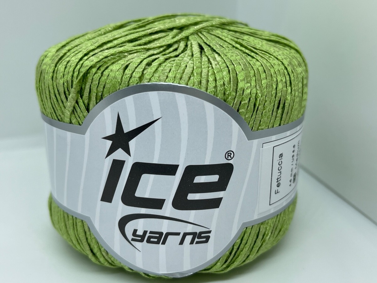 Pistachio Green Fettuccia Skinny Ribbon Yarn 82234 Ice Yarns 50g