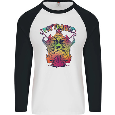 Psytrance Psychedelische Trance Music Psy Herren L/S Baseball Maglietta