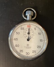 Vtg FISHER  STOPWATCH 7 JEWELS w/ Made In SWITZERLAND Works