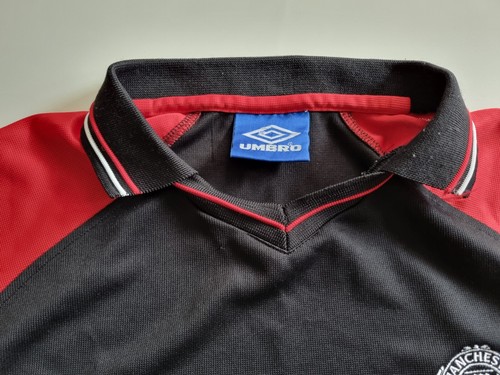 1998/99 Manchester United football polo soccer shirt jersey vintage Umbro large - Imagen 5 de 8