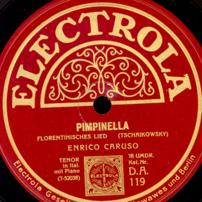 ENRICO CARUSO Pimpinella / Komm! Aufs Meer  Schellackplatte  78rpm   S6561
