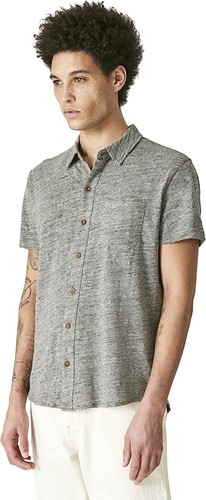 Lucky Brand Men's Short Sleeve Linen Button Up Shirt - Heather Gray - Medium - Picture 2 of 4