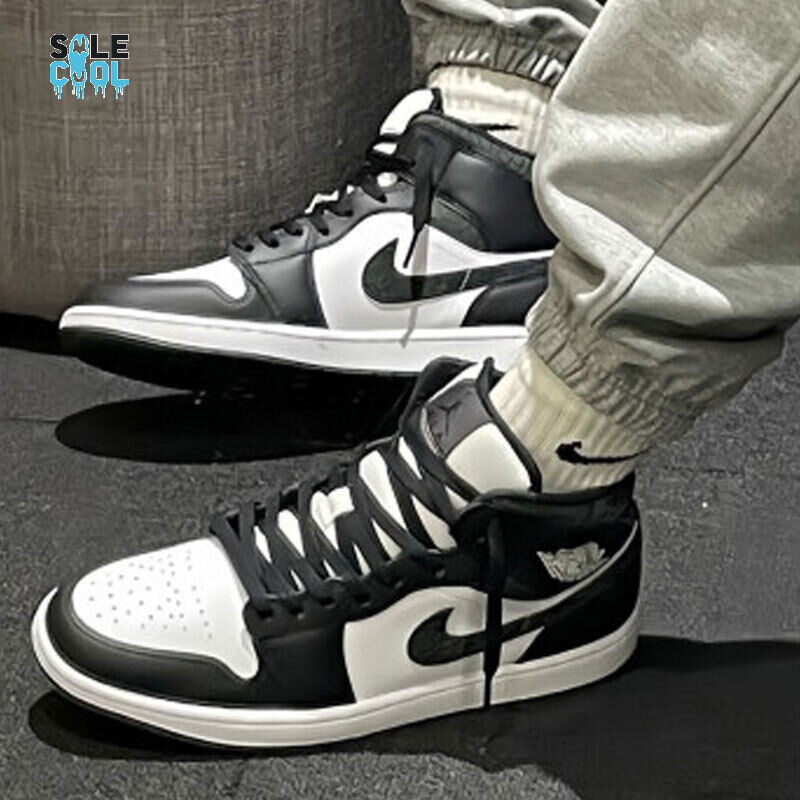 Nike Air Jordan 1 AJ1 Mid White Black Elephant Shoes FB9909 Nike Air Jordan 1 AJ1 Mid White Black Elephant Shoes FB9909