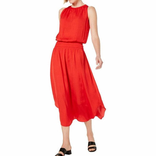 Smocked-waist Satin Blouson Midi 