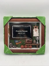 Baseball Shadow box Picture Frame Sports Glass Covered Wood Framed 4x6” Photo