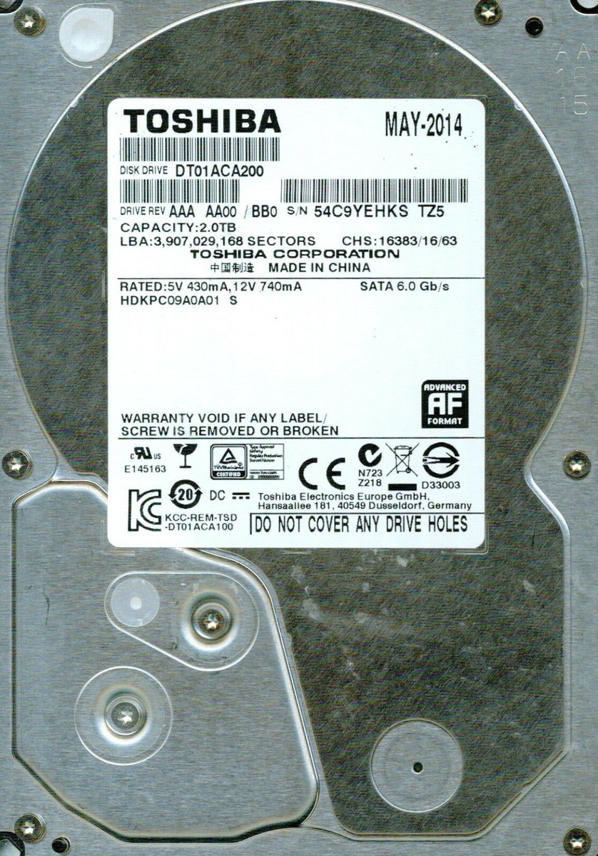 DT01ACA200, AAA AA00/BB0 TOSHIBA SATA 2TB | eBay