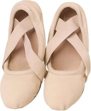 Daydance Girls Ballet Shoes Canvas 4 Way Stretch Dance Slippers no Strings, 35 M