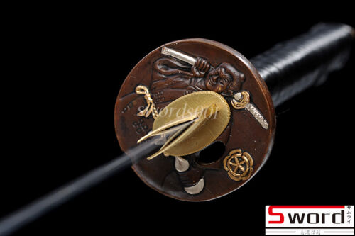 Hand-Forged Damascus Folded Steel Japanese Samurai Katana Sword Real Hamon Black - Picture 9 of 12