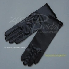 Shiny Stretch Satin Dress Gloves Mid Wrist Length 4BL