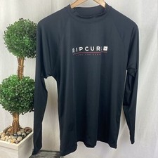 Rip Curl Black Long Sleeve Spell Out Long Sleeve Rash Guard Tee Shirt Top L