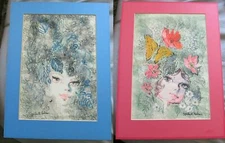 2 Mid-Century Paintings, Flower Girls of Nature by Miles R. Hodson Palm Springs