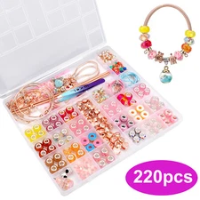 DIY Jewelry Making Kit for Girls Kids Beads Bracelet Necklace Set w/Tweezer Gift