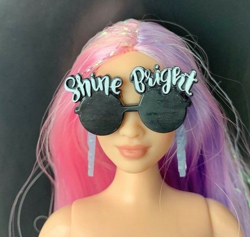 Gafas de sol Barbie negras brillantes marco brillante accesorio gafas redondas solamente - Imagen 3 de 3