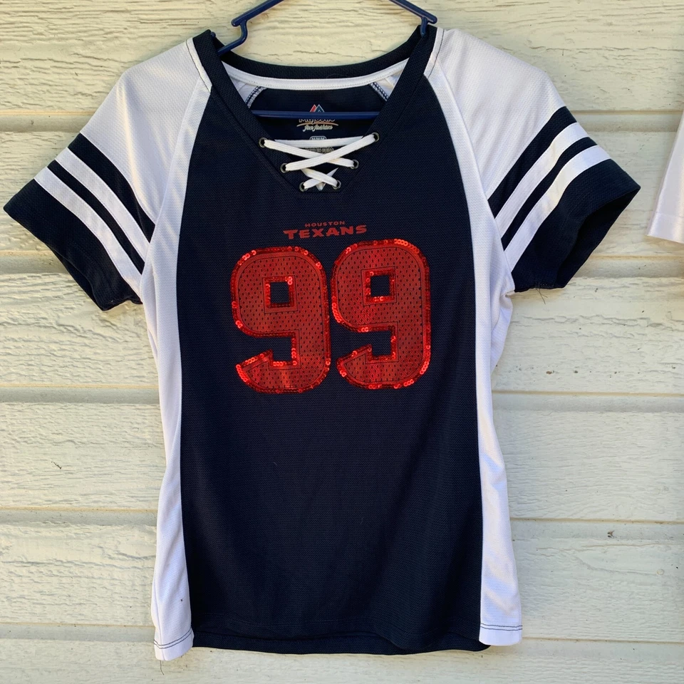 Houston Texans JJ Watt Mujer Majestuosa Fan Moda Jersey BAW Pequeño Mediano Lote2 Foto 2 de 4
