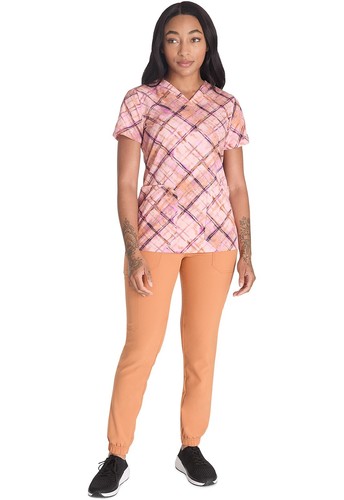 Blusa Médica Estampada Dickies Estampados Cuello en V DK667 PBPD Pintura a Cuadros Envío Gratuito - Imagen 7 de 8